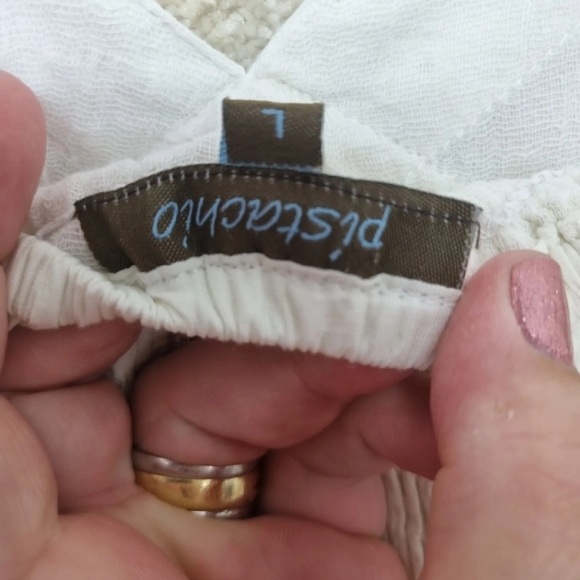 Pistachio Dress Womens L Summer Shirred Back Spaghetti Strap Butterfly Cotton - Picture 6 of 9